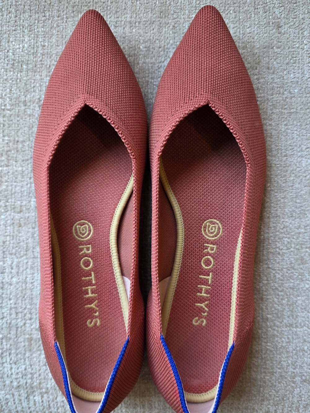 Rothy's Pointed Toe Flats in Salmon Women's Slip-On Shoes